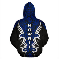 Hawaii Turtle Tribal Blue Hoodie Armor Style - Polynesian Pride