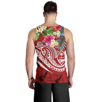 Guam Polynesian Men's Tank Top - Summer Plumeria (Black) - Polynesian Pride