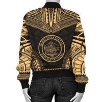 Palau Polynesian Chief Women'S Bomber Jacket - Gold Version - Polynesian Pride