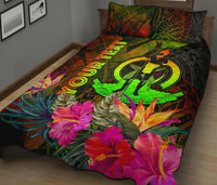 Vanuatu Polynesian Personalised Quilt Bed Set - Hibiscus and Banana Leaves - Polynesian Pride