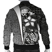 Federated States of Micronesia Men's Bomber Jackets White - Turtle With Hook - Polynesian Pride