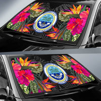 Federated States Of Micronesia Auto Sun Shades - Hibiscus Pattern - Polynesian Pride