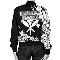 Polynesian Kanaka Flag Women's Bomber Jacket - Nora Style - White - Polynesian Pride