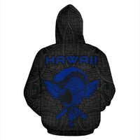 Polynesian Kakau Helmet Weapon Blue Kanaka Warrior Hoodie - Polynesian Pride