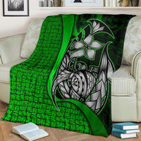Pohnpei Micronesia Premium Blanket Green - Turtle With Hook - Polynesian Pride