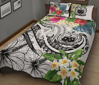 Polynesian Samoa Quilt Bed Set - Summer Plumeria (White) - Polynesian Pride