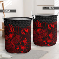 Tonga Laundry Basket - Polynesian Turtle Hibiscus Red - Polynesian Pride