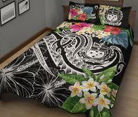 Polynesian Samoa Quilt Bed Set - Summer Plumeria (Black) - Polynesian Pride