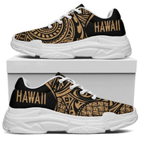Hawaii White Chunky Sneakers Gold - Circle Style - Polynesian Pride