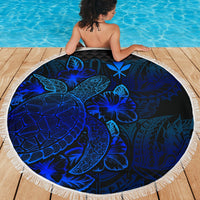Polynesian Hawaii Polynesia Beach Blanket Turtle Hibiscus Blue - Polynesian Pride