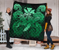 Hawaii Turtle Wave Polynesian Premium Quilt - Hey Style Green - Polynesian Pride