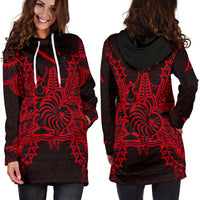 New Caledonia Polynesian Hoodie Dress Map Red - Polynesian Pride