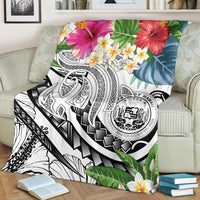 Polynesian Hawaii Premium Blanket - Summer Plumeria (White) - Polynesian Pride