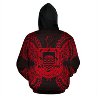 Tuvalu Polynesian All Over Zip up Hoodie Map Red - Polynesian Pride