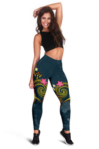 Kosrae Polynesian Leggings - Legend of Kosrae (Blue) - Polynesian Pride