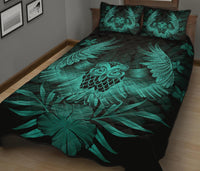 Hawaii Owl Hibiscus Plumeria Quilt Bed Set - Turquoise - Polynesian Pride