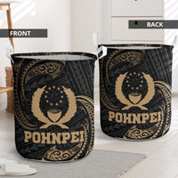 Pohnpei Miconesia Laundry Basket - Gold Tribal Wave - Polynesian Pride