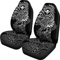 Hawaii Polynesian Seat Covers - Kanaka Maoli Turtle Tattoo Gray Hibiscus Turtle Flowing - Polynesian Pride