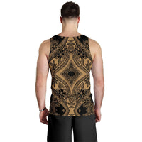 Polynesian Plumeria Mix Gold Black Hawaii Men's Tank Top - Polynesian Pride