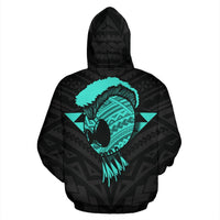 Hawaii Helmet Polynesian Turquoise Kanaka Warrior Hoodie - Polynesian Pride
