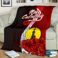 New Caledonia Polynesian Premium Blanket - Coat Of Arm With Hibiscus - Polynesian Pride