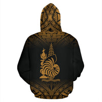 New Caledonia Polynesian All Over Custom Hoodie Gold Fog Style - Polynesian Pride