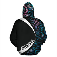 Aotearoa Maori Dolphin Zip Hoodie, Koru Aihe Paua Shell Full Zip Hoodie - Polynesian Pride