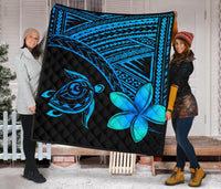 Hawaii Quilt - Hawaii Turtle Plumeria Quilt Blue - Polynesian Pride