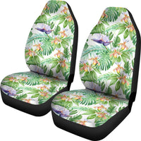 Hawaii Tropical Orange Orchids Strelitzia Monstera Car Seat Cover Universal Fit Green - Polynesian Pride