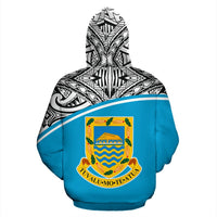 Tuvalu Polynesian Custom Zip up Hoodie Curve Blue - Polynesian Pride
