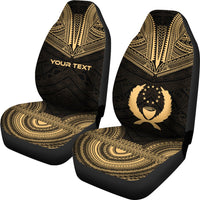 Pohnpei Custom Personalised Car Seat Cover - Pohnpei Flag Polynesian Chief Tattoo Gold Version - Polynesian Pride