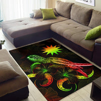 Nauru Polynesian Area Rugs - Turtle With Blooming Hibiscus Reggae - Polynesian Pride