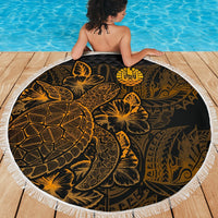Tahiti Polynesia Beach Blanket Turtle Hibiscus Gold - Polynesian Pride