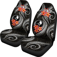 Yap Micronesian Car Seat Covers - Black Plumeria - Polynesian Pride