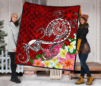 Tahiti Premium Quilt - Turtle Plumeria (Red) - Polynesian Pride