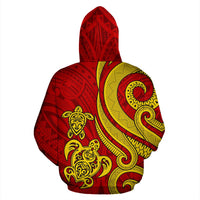 Polynesian Hawaii (Kanaka Maoli) Zip up Hoodie Red Tentacle Turtle - Polynesian Pride