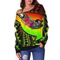 Yap Women's Off Shoulder - Polynesian Hook And Hibiscus (Raggae) - Polynesian Pride