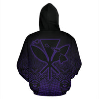Hawaii Kanaka Polynesian Hoodie Violet Neon Style - Polynesian Pride