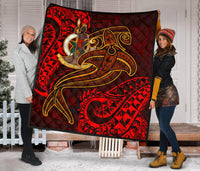 Vanuatu Polynesian Premium Quilt - Red Shark Polynesian Tattoo - Polynesian Pride