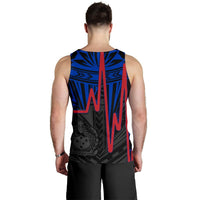 Samoa Men's Tank Top - Samoa Seal With Polynesian Patterns In Heartbeat Style (Blue) - Polynesian Pride