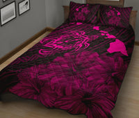 Hawaii Sea Turtle Is Swimming Toward Quilt Bed Set Pink - Polynesian Pride