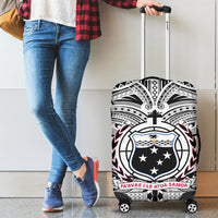 Samoa Luggage Covers - Samoa Coat Of Arm, Polynesian Tattoo White And Black - Polynesian Pride