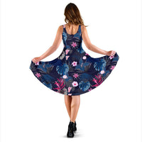 Hawaii Tropical Palm Tree And Flower Midi Dress - Polynesian Pride