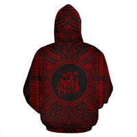 Norfolk Island ll Over Hoodie Norfolk Island Coat of rms Polynesian Red Black - Polynesian Pride