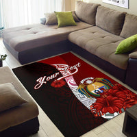Nauru Polynesian Custom Personalised Area Rug - Coat Of Arm With Hibiscus - Polynesian Pride