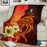 Nauru Custom Personalised Premium Blankets - Tribal Tuna Fish White - Polynesian Pride
