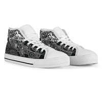 Tahiti Polynesian High Top Shoes - White Turtle Hibiscus Flowing - Polynesian Pride