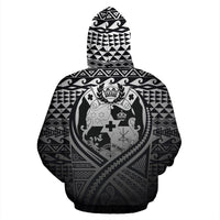 Tonga All Over Zip up Hoodie Lift up Black - Polynesian Pride