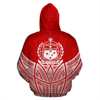Samoa Polynesian Hoodie Red Pride Map nd Seal - Polynesian Pride