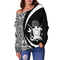 Cook Islands Women's Off Shoulder Sweater - Circle Style 02 - Polynesian Pride